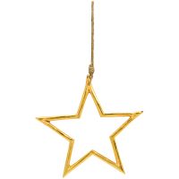 Dekohänger Stern mit Kordel Weihnachtsschmuck Hängedeko gold Metall 25x25 cm