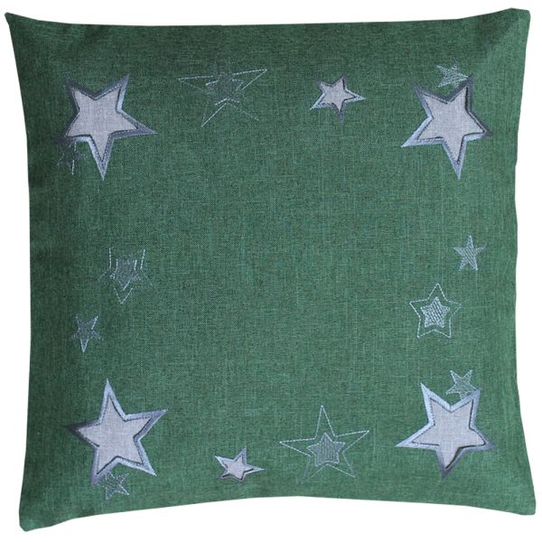 Kissenhülle ALESSIA Sterne gestanzt Kissenbezug Polyester 40x40 cm grün