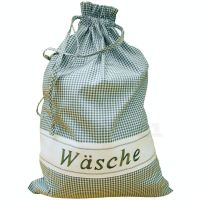Wäschesack Wäschebeutel Landhaus grün weiß kariert & Herz Wäsche Sack 45x65 cm