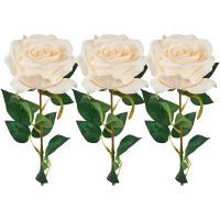 Schöne künstliche Rose Kunstblume 3er Set Deko in weiß 65 cm