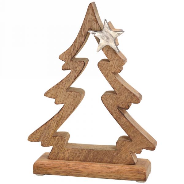 Dekofiguren Tannenbaum Weihnachten Deko Holz & Metall Holzfiguren – 2 Größen