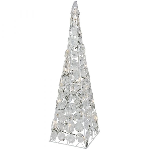 Weihnachtsbeleuchtung LED-Pyramide Acryl transparent Metall weiß 1 Stk 13x45 cm