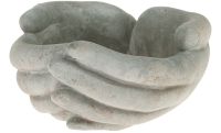 Dekoschale Hände Grabdeko Pflanzschale grau Zement 16 cm