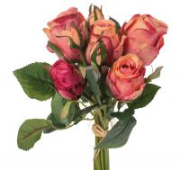 Dekoblume Rosenbund mit Blüten & Knospen Blumenstrauß 28 cm 1 Stk apricot