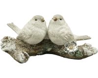 Dekofigur Vögel auf Baumstamm Figur Dekoaufsteller braun weiß 14,5x6,2x6,5 cm