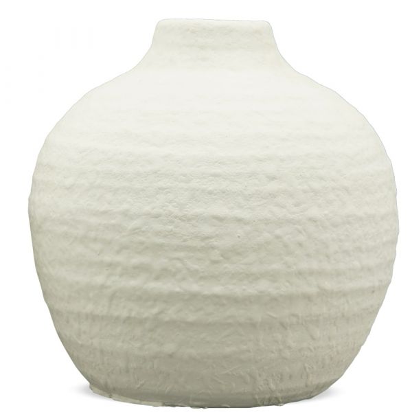 Vase Blumenvase rund mit breiter Öffnung Terrakotta / Ton weiß Ø 12x12 cm