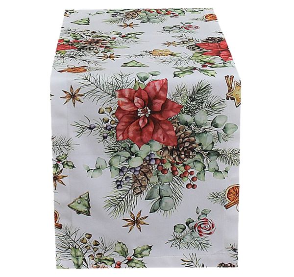 Tischläufer ANNABEL Weihnachtsstern Mitteldecke bunt Baumwolle 50x150 cm