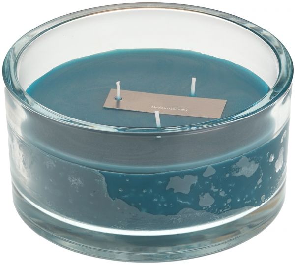 Kerze im Glas 3-Dochtkerze einfarbig uni oval Ø 15x8 cm apatit