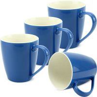 Tassen Becher Kaffeebecher einfarbig blau dunkelblau Porzellan 4er 10 cm 350 ml