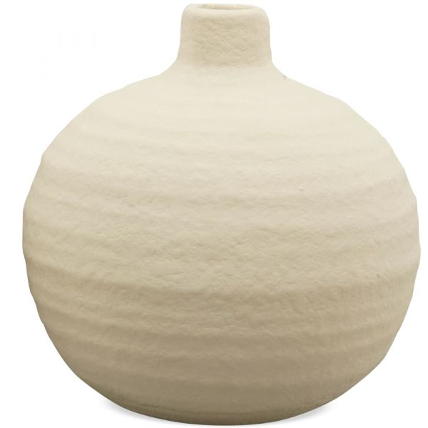 Vase Blumenvase rund mit schmaler Öffnung Terrakotta / Ton creme Ø 12x12 cm