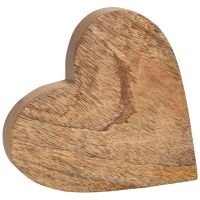 Dekofigur Herz Dekoherz Figur Herzform Mangoholz Holz braun 15 cm