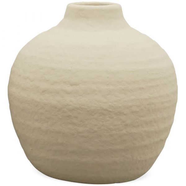 Vase Blumenvase rund mit breiter Öffnung Terrakotta / Ton creme Ø 12x12 cm