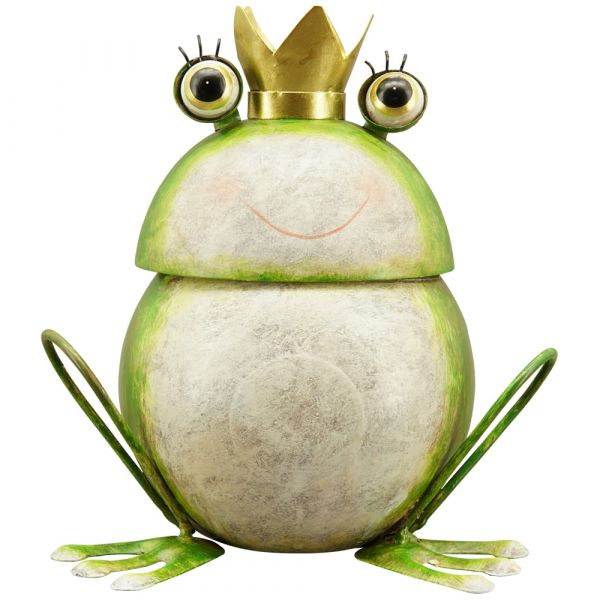 Froschkönig mit Krone Metall Dekofigur Gartendeko grün 1 Stk 10,5x7x10,5 cm