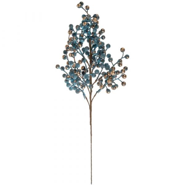 Beerenzweig ohne Blätter Dekozweig basteln Kunststoff blau gold 1 Stk 45 cm