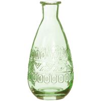 Bauchige Glasvase Glas Blumenvase Ethno-Muster 1 Stk Ø 7,5x15,8 cm grün