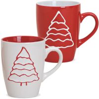 Tasse Weihnachtstasse Keramik Tannenbaum rot ODER weiß 1 Stk **B-Ware**