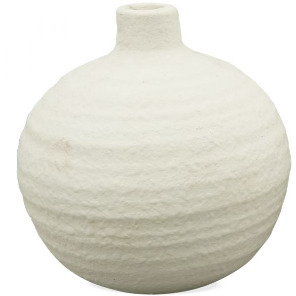 Vase Blumenvase rund mit schmaler Öffnung Terrakotta / Ton weiß Ø 12x12 cm
