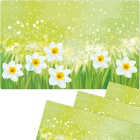 Tischsets Platzsets MOTIV abwaschbar Ostern Osterglocken Blumen weiß grün 4er