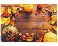 Tischset Stoff CLOTH waschbar Herbstfrüchte Kürbisse Holzbrett braun orange 1 Stk
