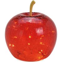 Apfel & 20er LED Licht & Timer Dekoapfel Dekoobst Glas Obst rot 1 Stk Ø 16 cm