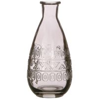 Bauchige Glasvase Glas Blumenvase Ethno-Muster 1 Stk Ø 7,5x15,8 cm grau