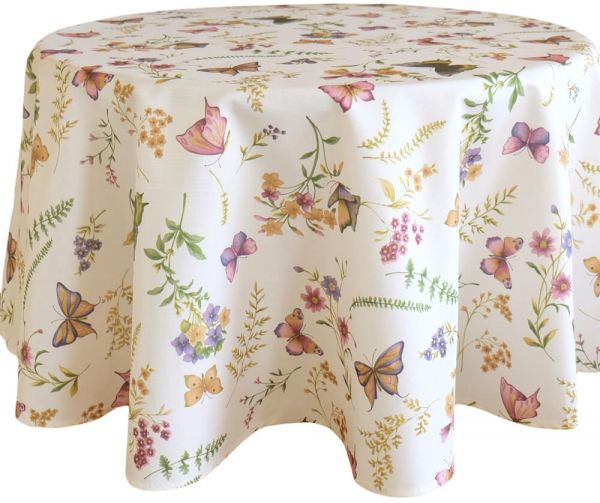 Tischtuch Tischdecke Schmetterlinge Textil Druck bunt Tischwäsche Ø 130 cm