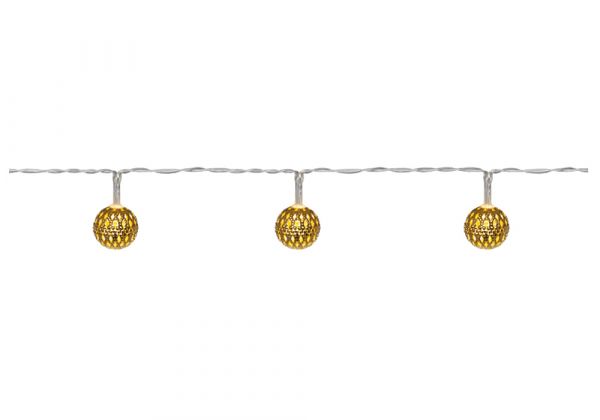 LED-Minilichterkette warmweiß goldene Metallbälle Batterie Zuleitung 1 Stk 19 cm