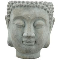 Buddhakopf Buddha Zementkopf Gartendeko Pflanzkopf grau 1 Stk 15x13,5x16,5 cm