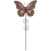 Dekostecker Schmetterling & Spirale Gartendeko Metall Rostoptik 100 cm