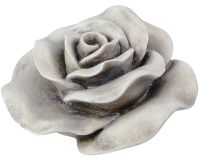 Rosen Blüte mit Metallöse Rosenblüten Gartendeko Grabdeko Poly grau 1 Stk Ø 14 cm
