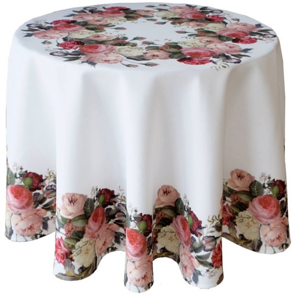 Tischtuch Tischdecke farbenfrohe Rosen Druck bunt Tischwäsche Ø 150 cm