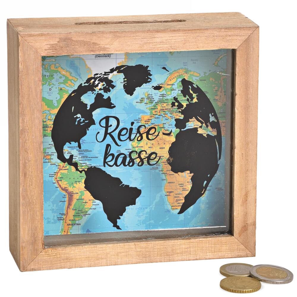 Spardose Weltkugel Keramik Urlaubskasse Reisekasse Geldgeschenk 
