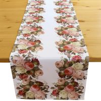 Tischläufer Mitteldecke farbenfrohe Rosen Druck bunt Tischwäsche 40x140cm