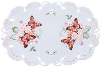 Mitteldecke Tischdecke Schmetterlinge Motiv Stickerei Tischwäsche oval 30x45 cm