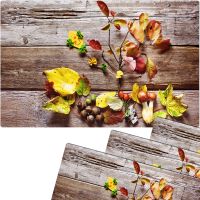 Tischset Platzsets MOTIV abwaschbar Blätter Laub Herbst Holz bunt 4er Set