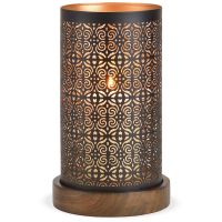 Windlicht Kerzenhalter Ornamente gestanzt Metall & Holzsockel 1 Stk Ø 13x22 cm