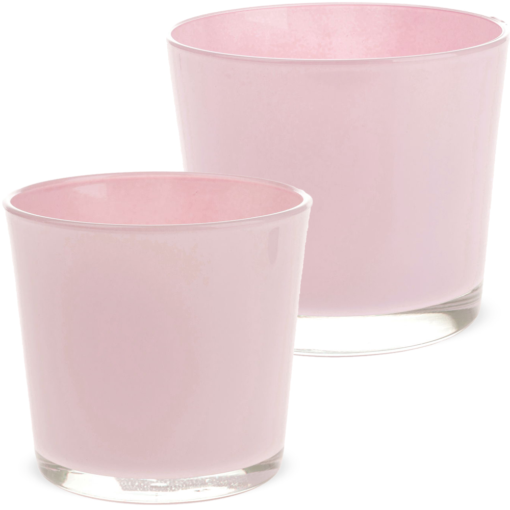 Glastopf Pflanzgefäß Teelichtglas rund Übertopf Glas rosa 1 Stk 14,5x12,5  cm kaufen