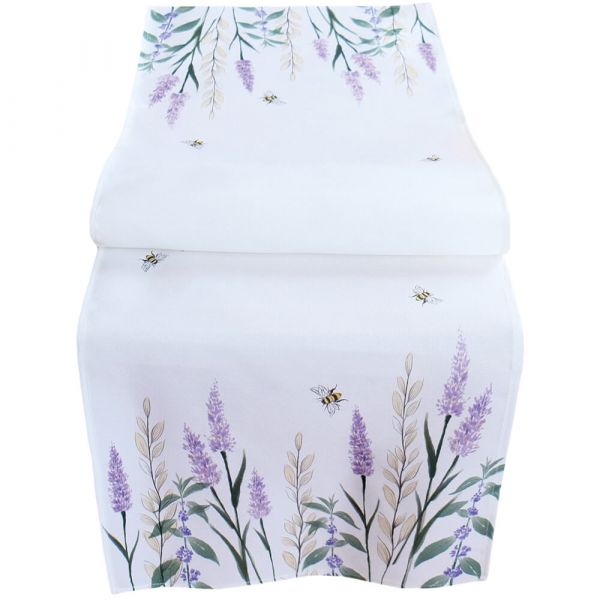 Tischläufer Mitteldecke Lavendel und Bienchen Druck bunt Tischwäsche 40x140cm