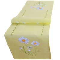 Tischläufer Blüten Margeriten bunt bestickt 40x140 cm Polyester 1 Stk gelb
