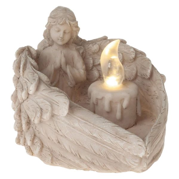 Beruhigendes Grablicht betender Engel LED Kerze mit großen Flügeln
