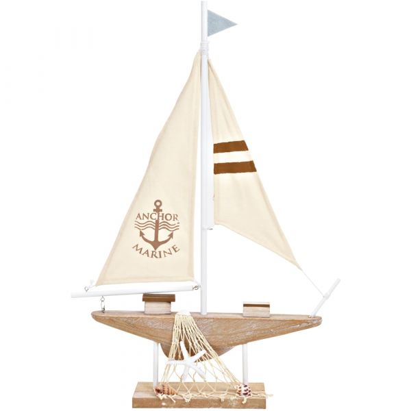 Segelboot Schiff & Segel Maritim Holzaufsteller Badezimmerdeko 41x60 cm