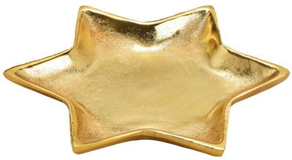 Stern Teller Dekoteller sternförmig Weihnachtsdeko gold Metall 1 Stk Ø 21x2 cm
