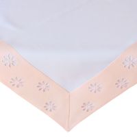 Tischdecke weiß & Blüten Lochstickerei Borte rosa Polyester 1 Stk 85x85 cm