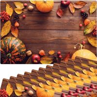 Tischset Platzsets MOTIV abwaschbar Herbstfrüchte Kürbisse Holz braun orange 12er
