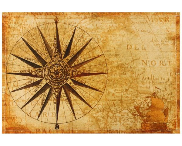 Tischset Platzset Textil CLOTH Landkarte Kompass Schiff Windrose braun 45x30 cm