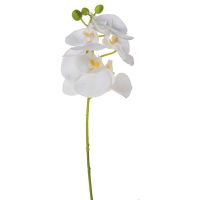 Deko Orchidee mit Blüte, Knospe und Real Touch Gefühl 37 cm 1 Stk weiß
