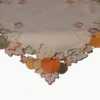 Tischdecke Kürbisse & Blätter Herbst Laub Stick bunt Polyester 1 Stk 85x85 cm