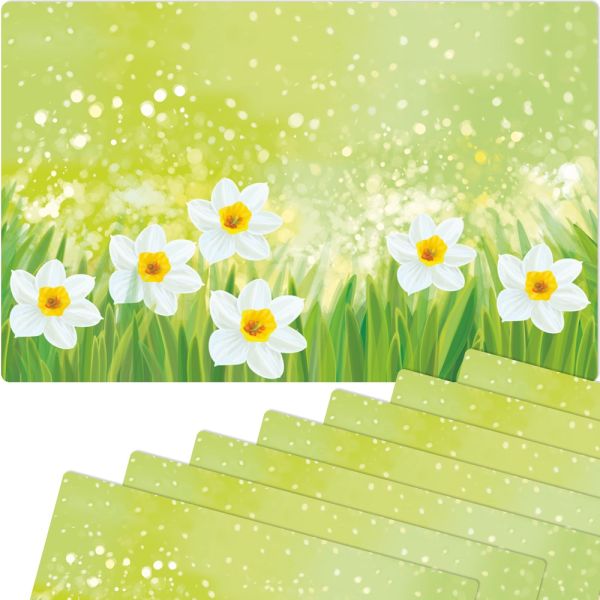 Tischsets Platzsets MOTIV abwaschbar Ostern Osterglocken Blumen weiß grün 8er