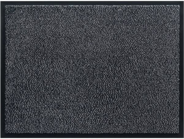 Fußmatte Schmutzfangmatte mit Rand Indoor Uni meliert 80x120 cm - Grau