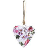 Herz Dekohänger mit Blumendekor Herzform Fensterdeko mit Kordel bunt 1 Stk 16 cm